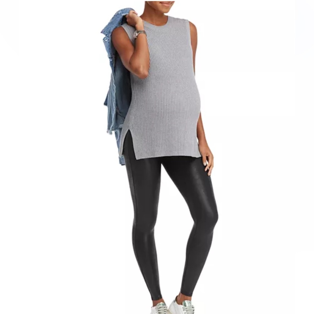 Spanx Mama Maternity Faux Leather Leggings Sz S